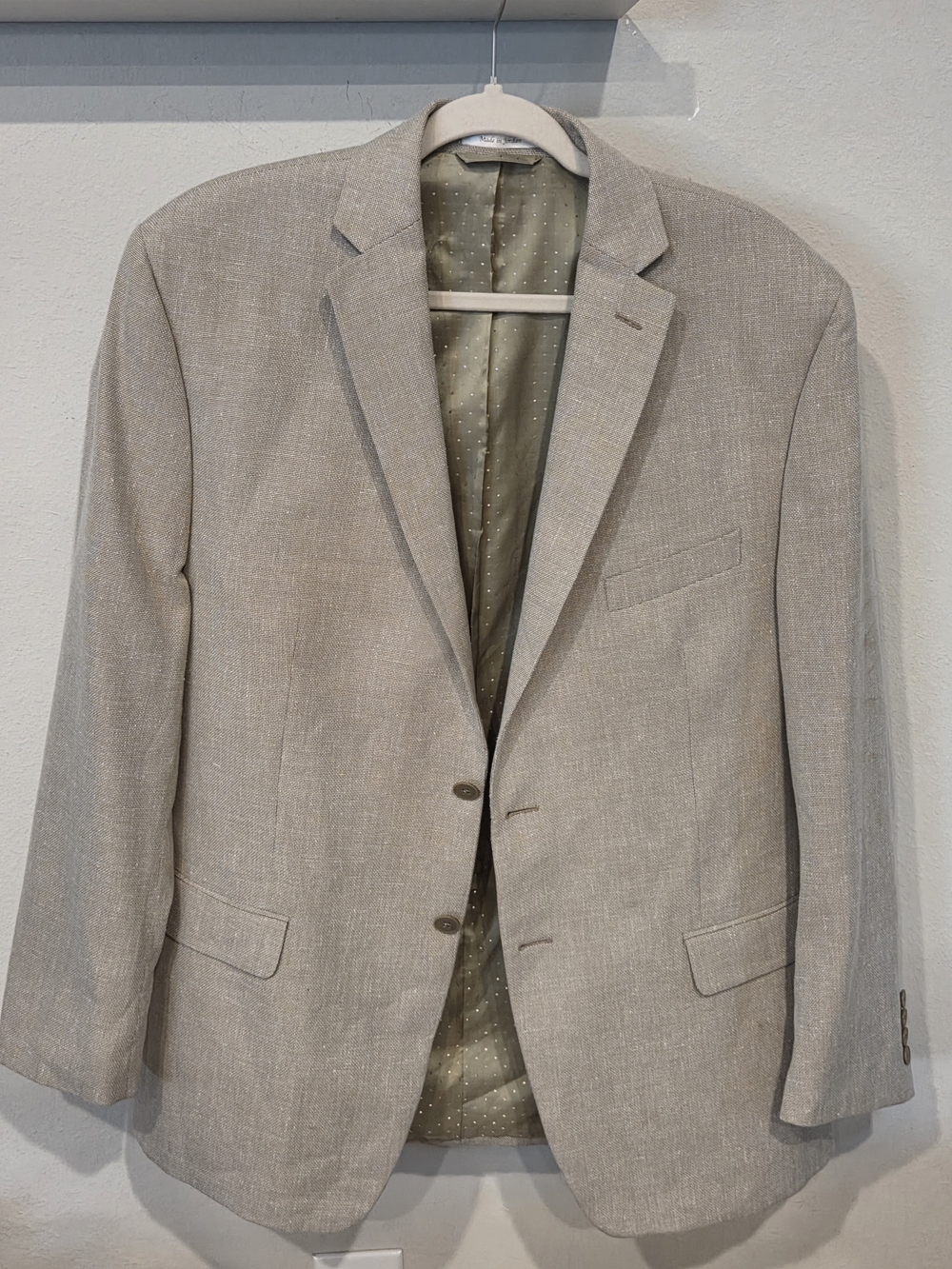 Light Beige Men's Linen-Blend Sport Coat